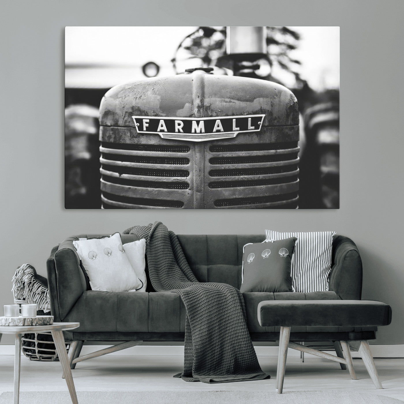 MGV-CV-36X24 - Vintage Farmall Tractor Wall Art Canvas Print, Rustic Farmhouse Decor Ready to Hang