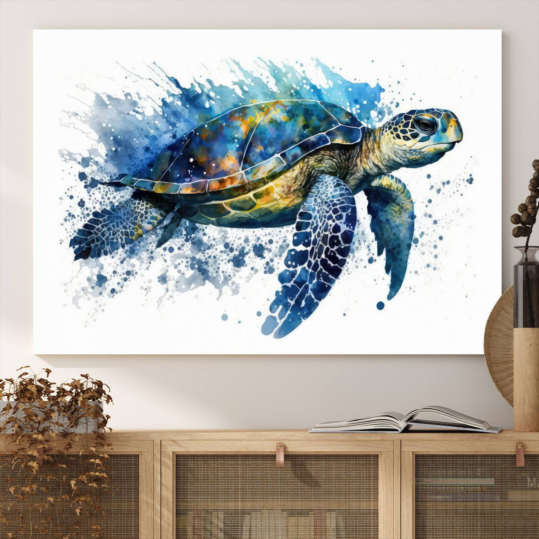 Watercolor Turtle Wall Art Canvas Print