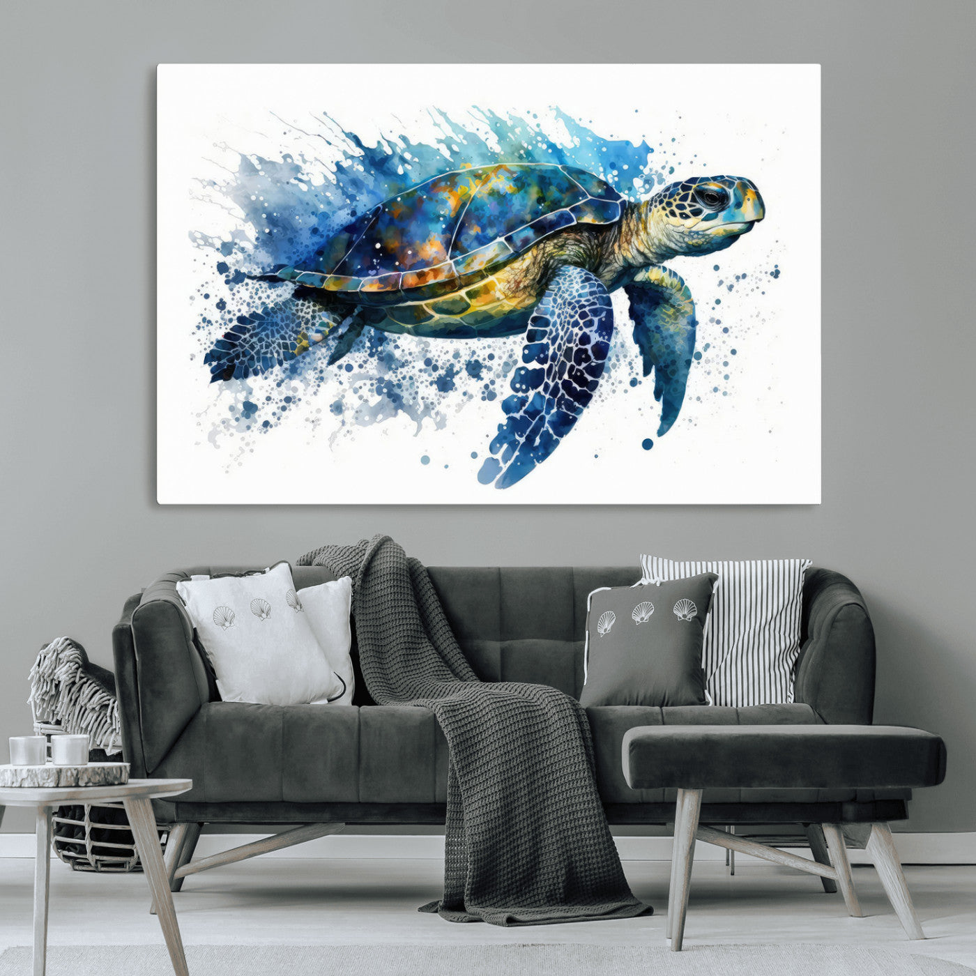 MGV-CV-36X24 - Watercolor Turtle Wall Art Canvas Print for Decoration