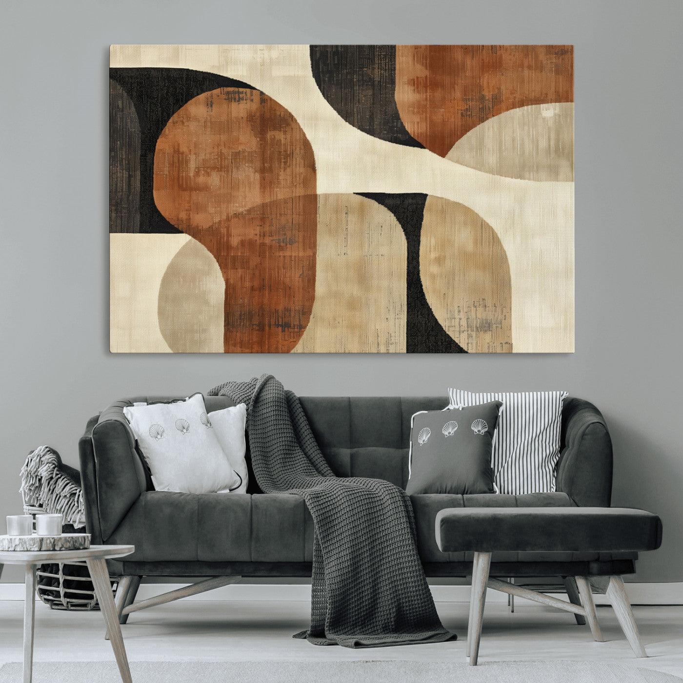 MGV-CV-36X24 - Wabi Sabi Abstract Wall Art Canvas Print | Large Minimalist Modern Geometric Wall Decor for Living