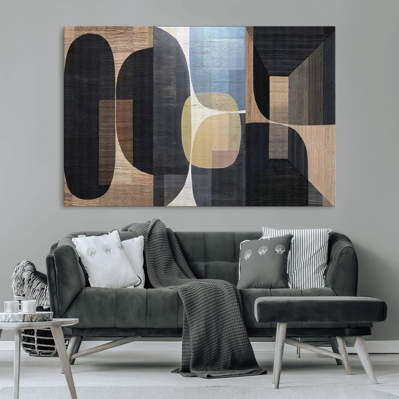 MGV-CV-36X24 - Minimalist Wabi Sabi Abstract Geometric Wall Art Canvas Print – Modern Minimalist Shapes – Ready to
