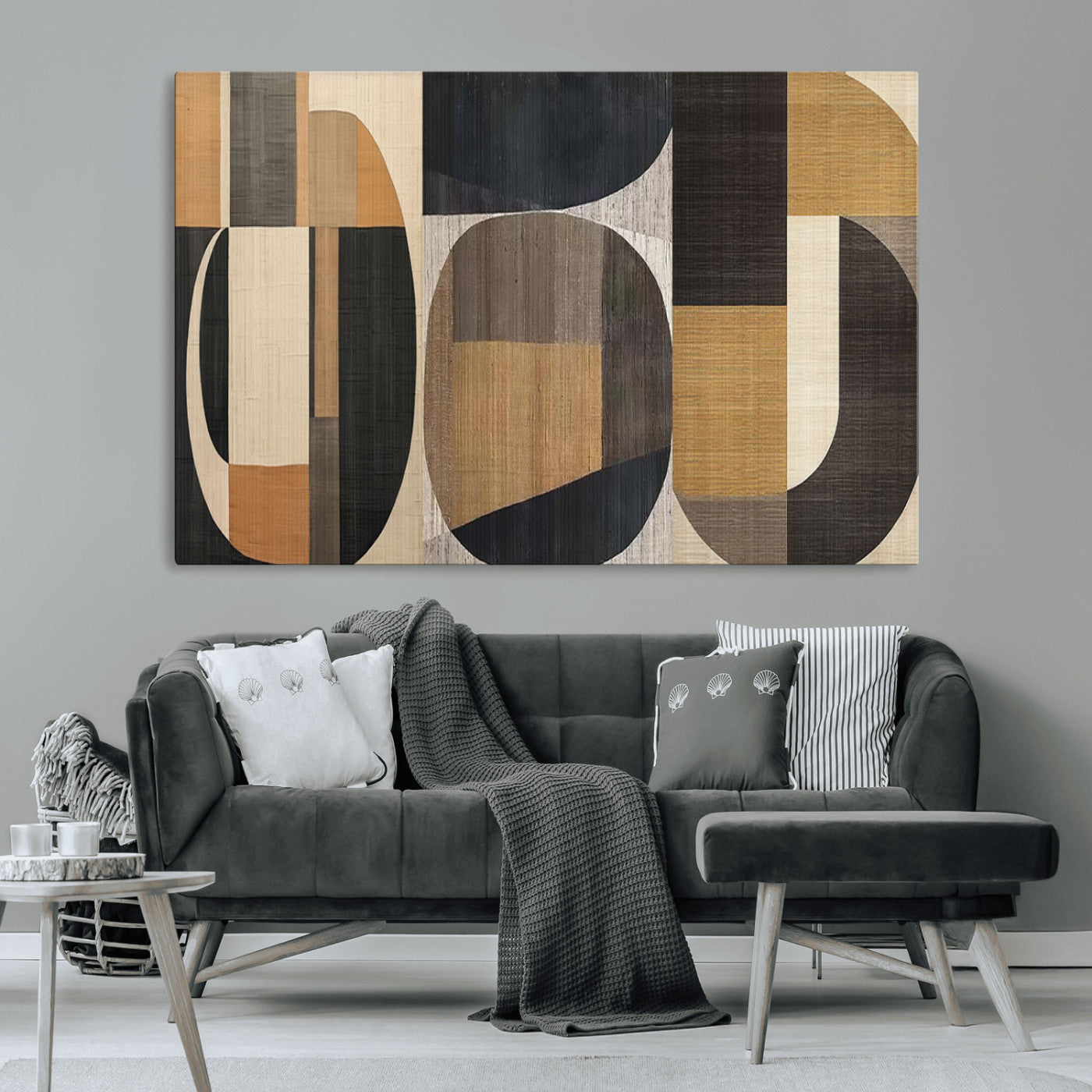 MGV-CV-36X24 - Modern Brown Wabi Sabi Abstract Wall Art Canvas Print Set, Minimalist Wall Art