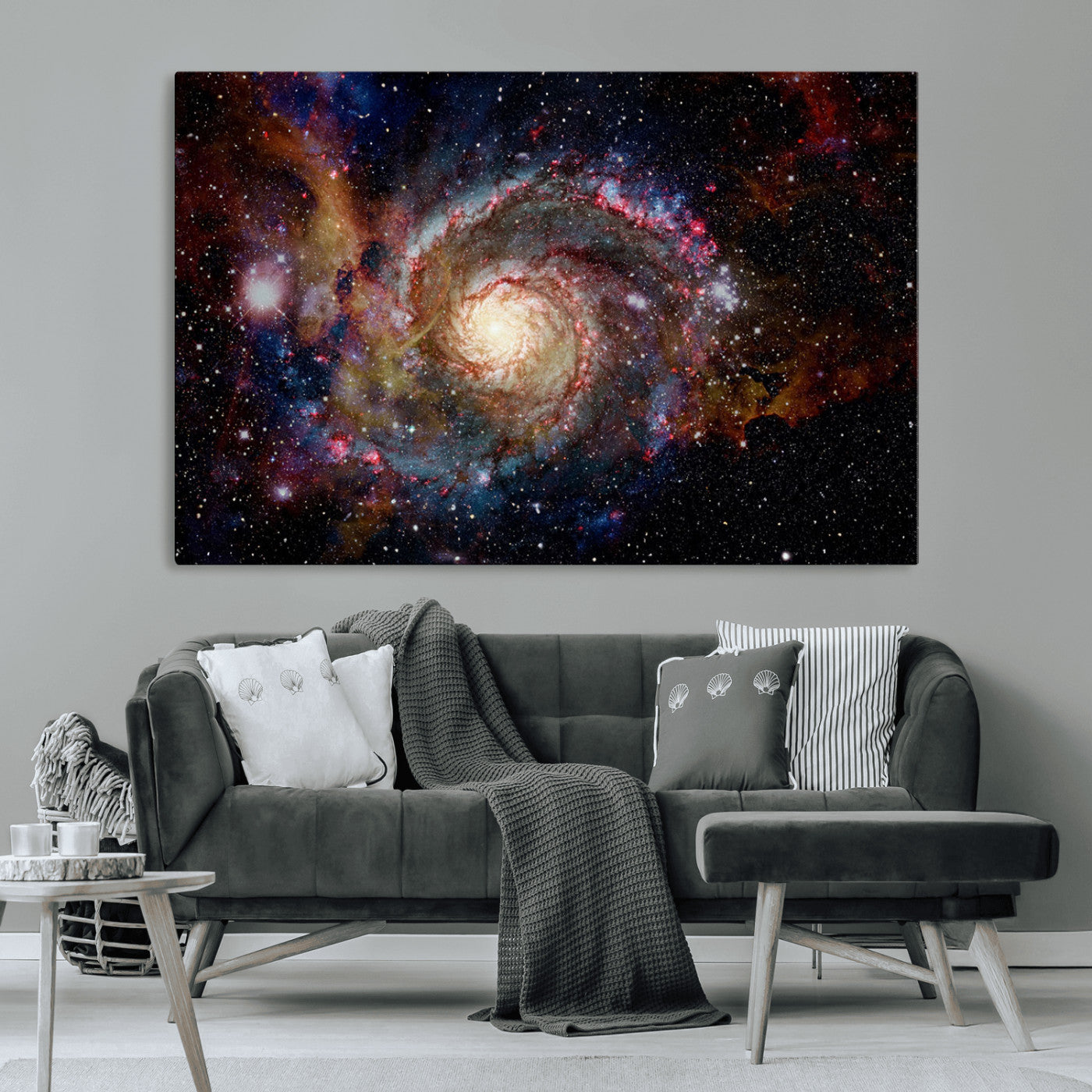 MGV-CV-36X24 - Nebula and Galaxies in Space Wall Art Canvas Print, Spiral Galaxy Wall Art Canvas Print