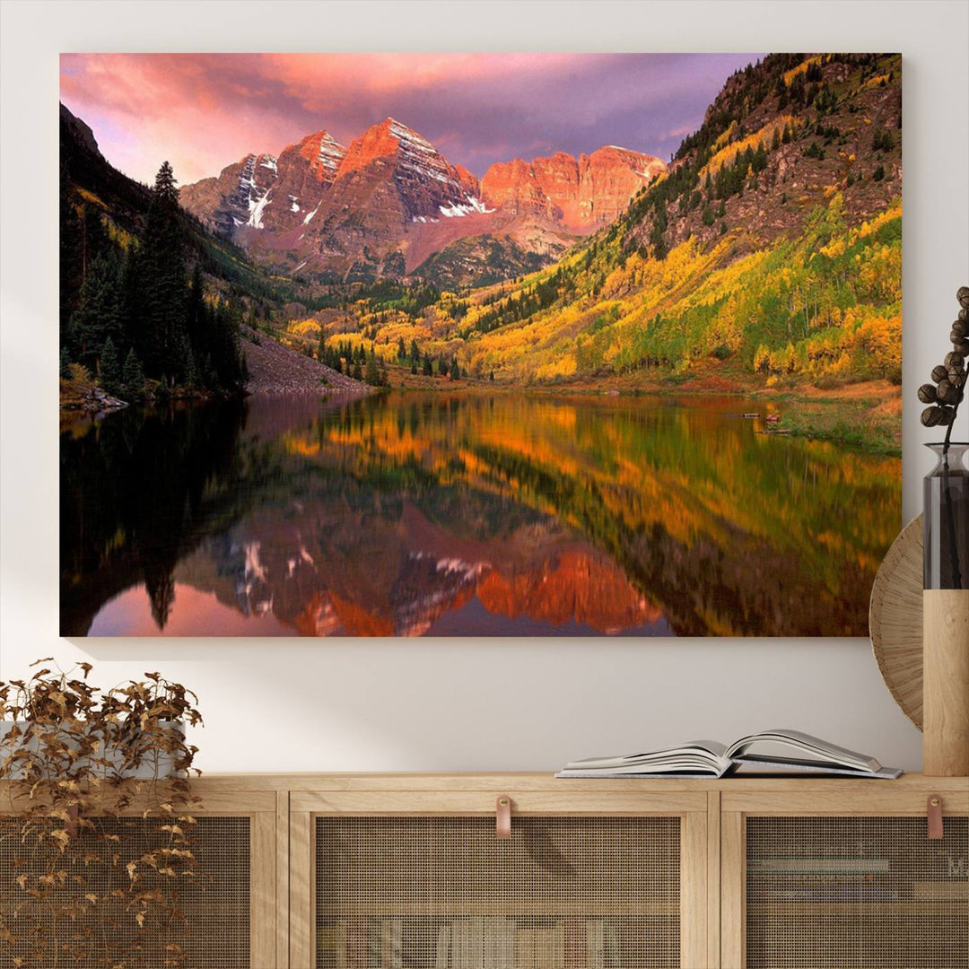 Colorado Rockies Mountain Sunset Wall Art | Ready to Hang and Framed | Scenic Nature Landscape Canvas Print