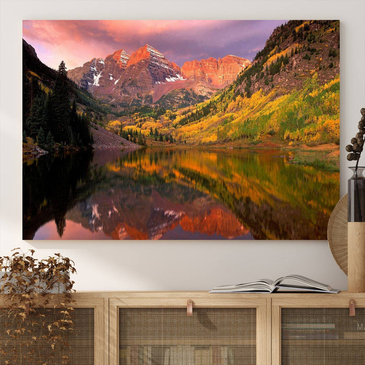 Colorado Rockies Mountain Sunset Wall Art | Ready to Hang and Framed | Scenic Nature Landscape Canvas Print
