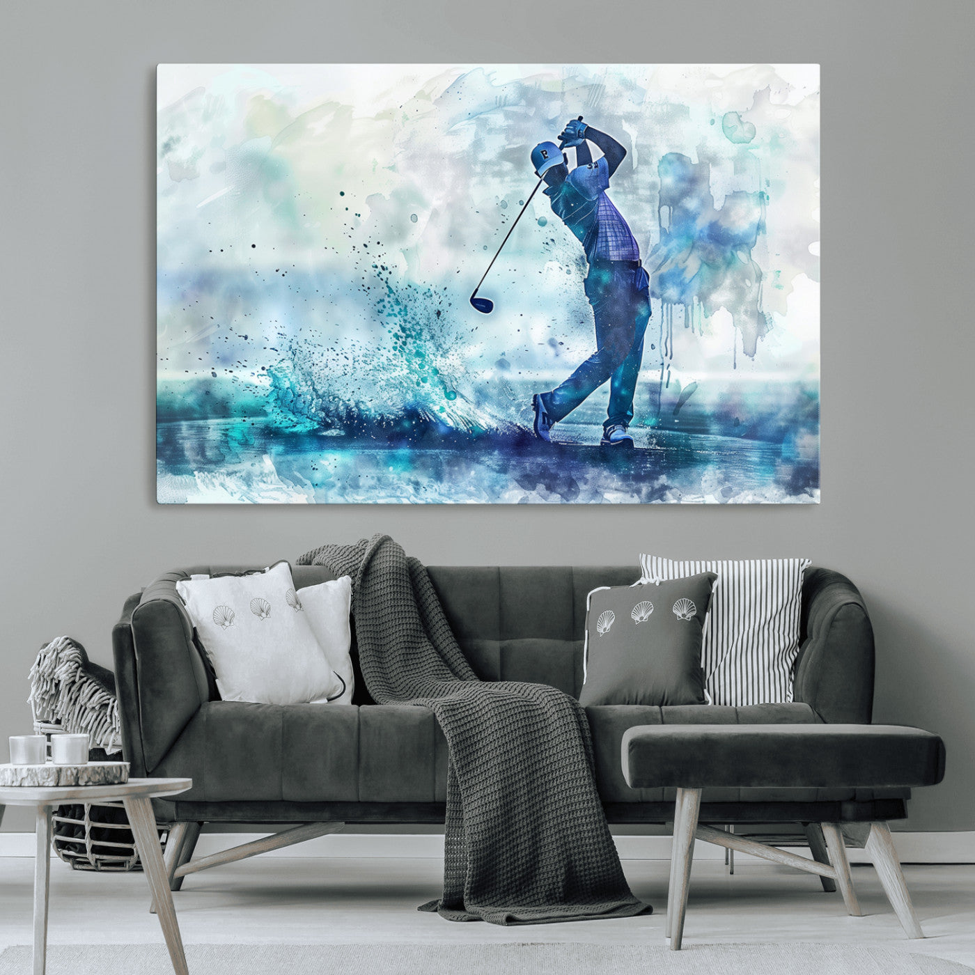 MGV-CV-36X24 - Golf Swing Wall Art Canvas Print - Sports-Inspired Watercolor Decor - Ready to Hang