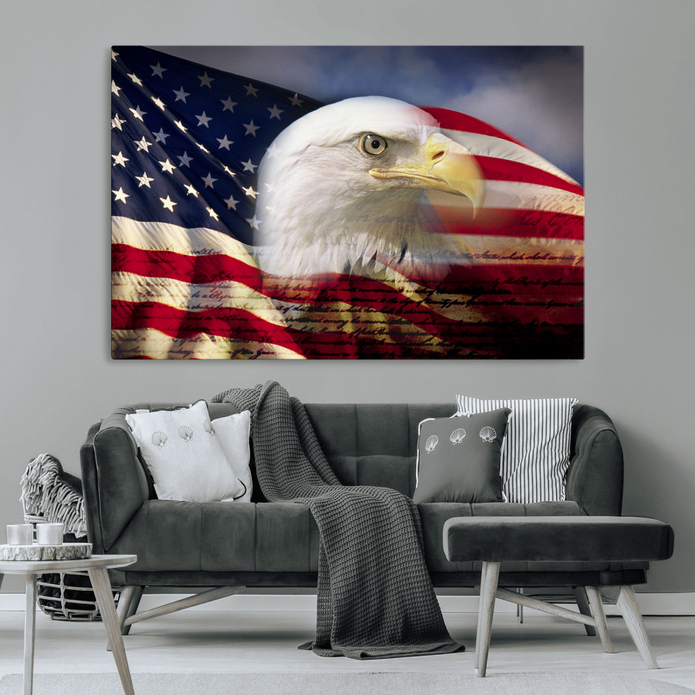 MGV-CV-36X24 - American Flag Eagle Symbol Wall Art, American Flag Eagle Wall Art Canvas Print