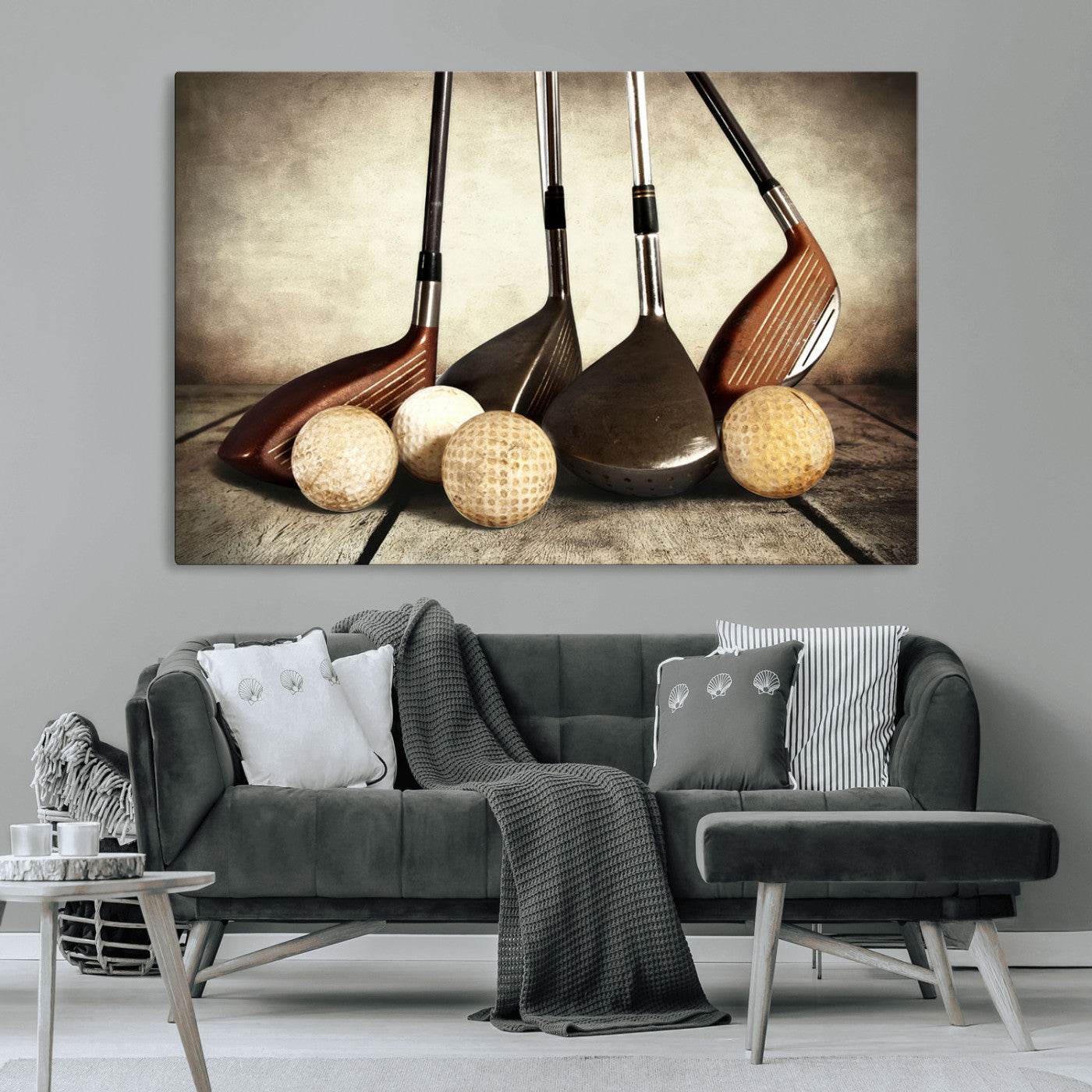 MGV-CV-36X24 - Vintage Golf Ball Art | Golf Decor for Man Cave or Office | Ready to Hang and Framed