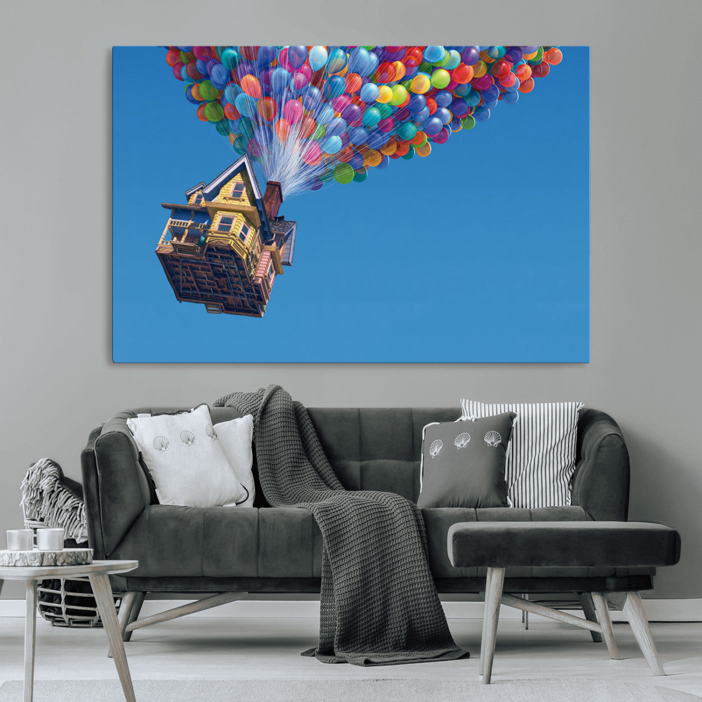 MGV-CV-36X24 - Carl Fredricksen, Up Movie Wall Art, Balloons Wall Art, Air Balloons for Kids Room Print