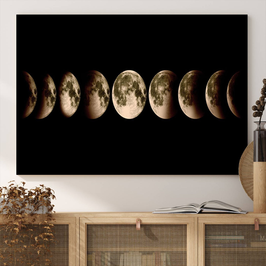 Phases of the Moon canvas print, ideal for lunar sequence decor.