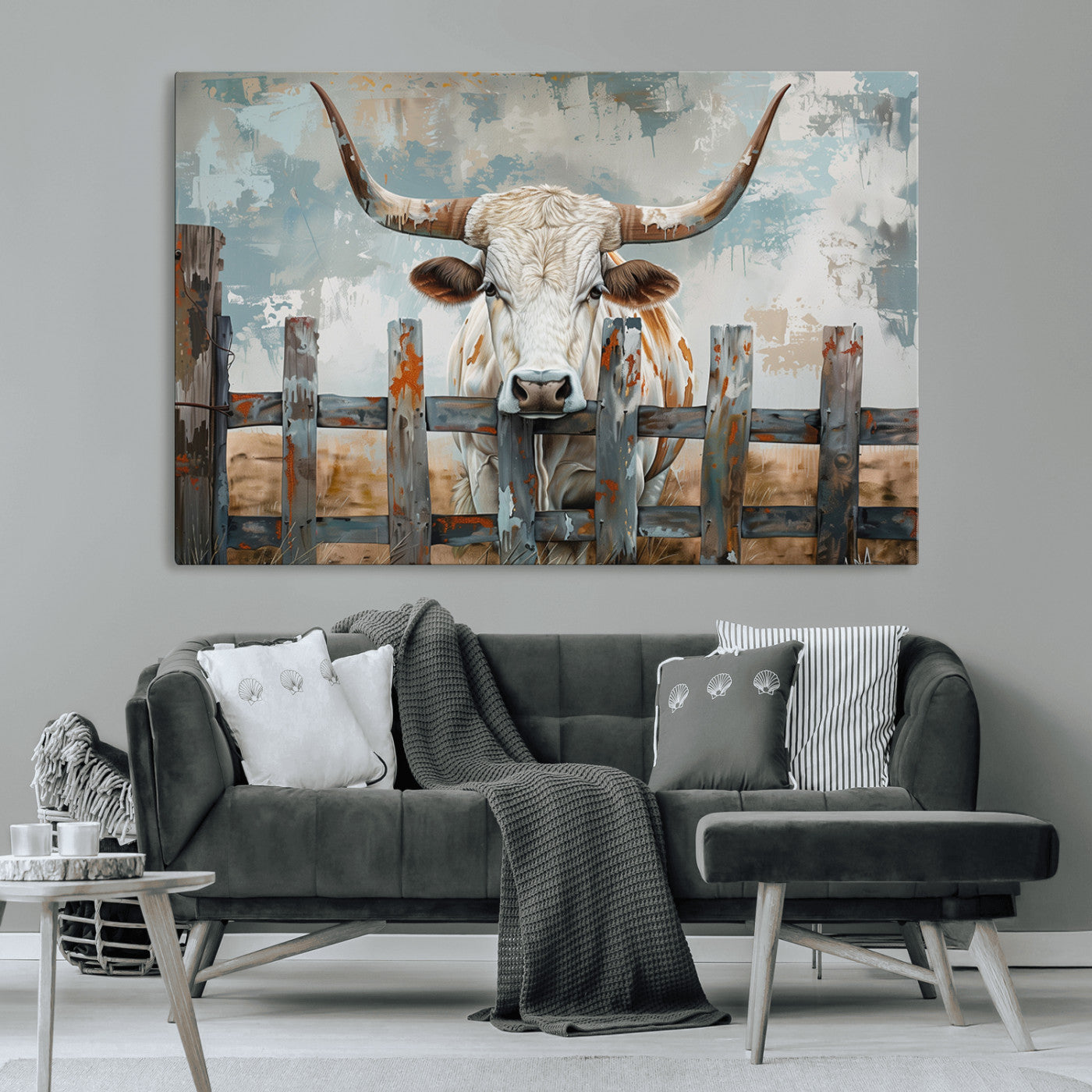 MGV-CV-36X24 - Vintage Cow Wall Art Canvas Print for Farmhouse Wall Decor Theme, Cattle Wall Art Print