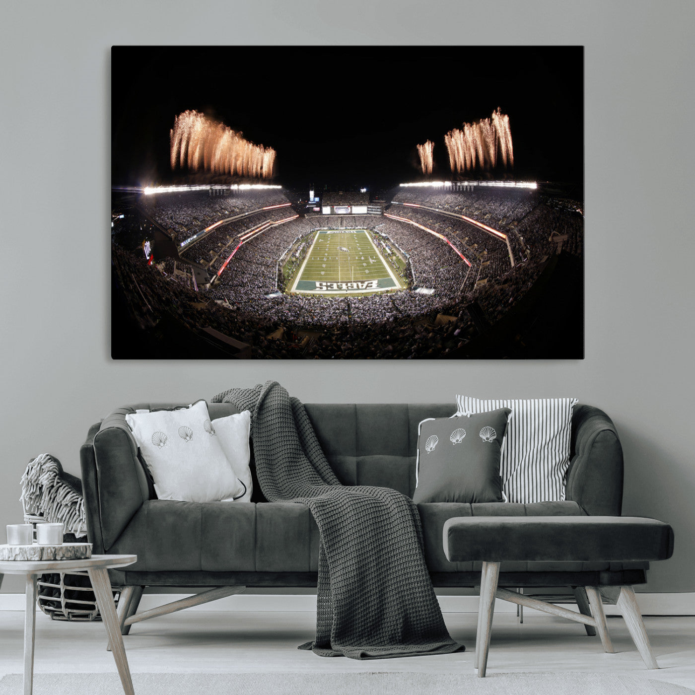 48893-MGV-CV-36X24-Eagles Field Stadium Wall Art - Lincoln Financial Field Fireworks Game Triple Canvas Wall Art -