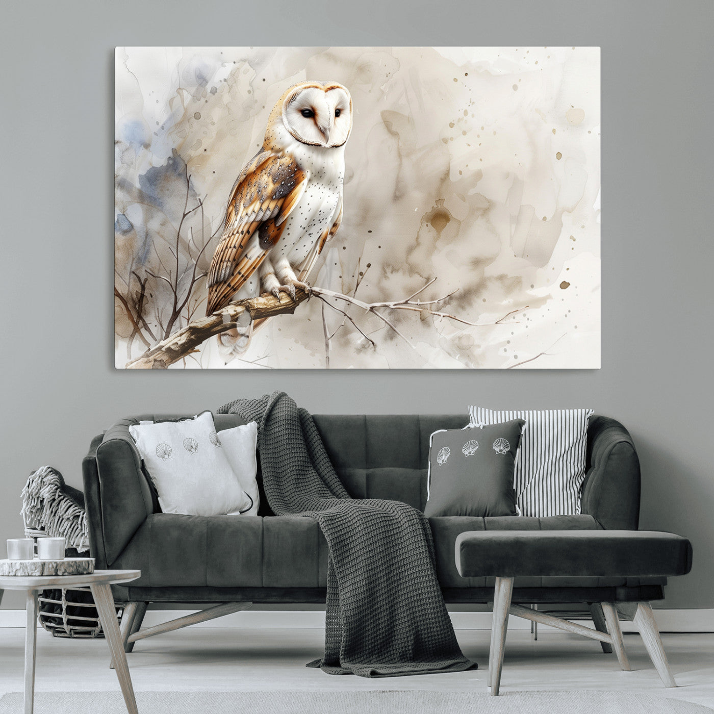 MGV-CV-36X24 - Barn Owl Wall Art | Watercolor Canvas Print | Perfect for Farmhouse Wall Decor | Ready to Hang