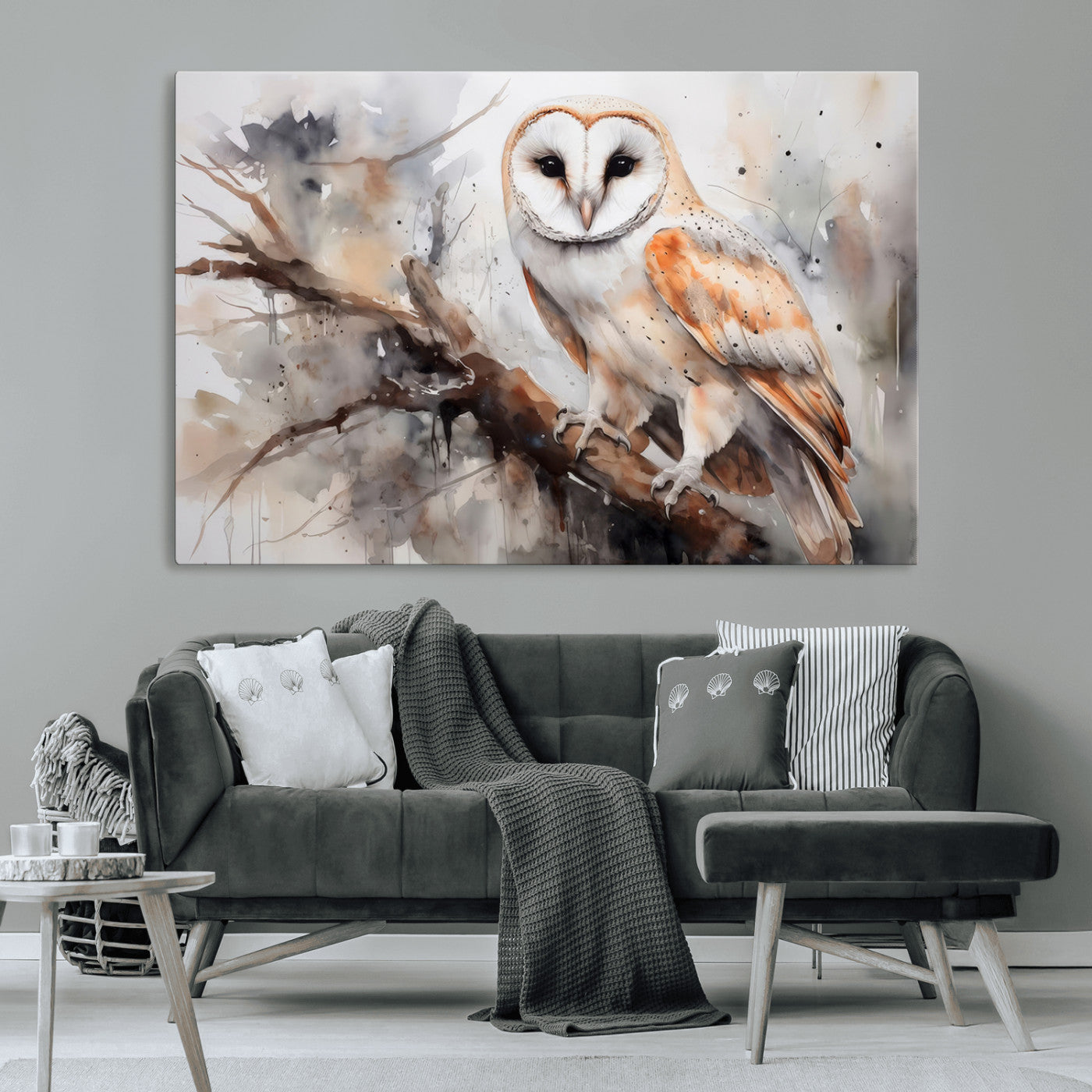 MGV-CV-36X24 - Barn Owl Wall Art | Watercolor Barn Owl Canvas Print | Perfect for Farmhouse Wall Decor | Ready to