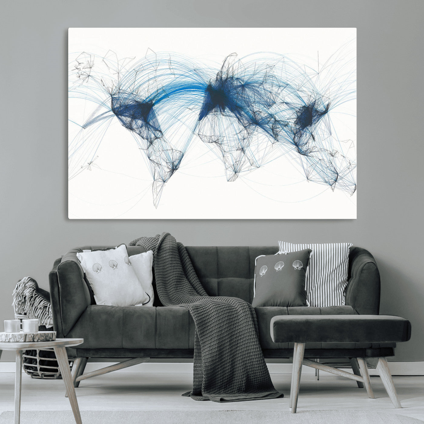MGV-CV-36X24 - Push Pin World Map Canvas Print – Framed Wall Art for Couples to Track Their Travels – Anniversary