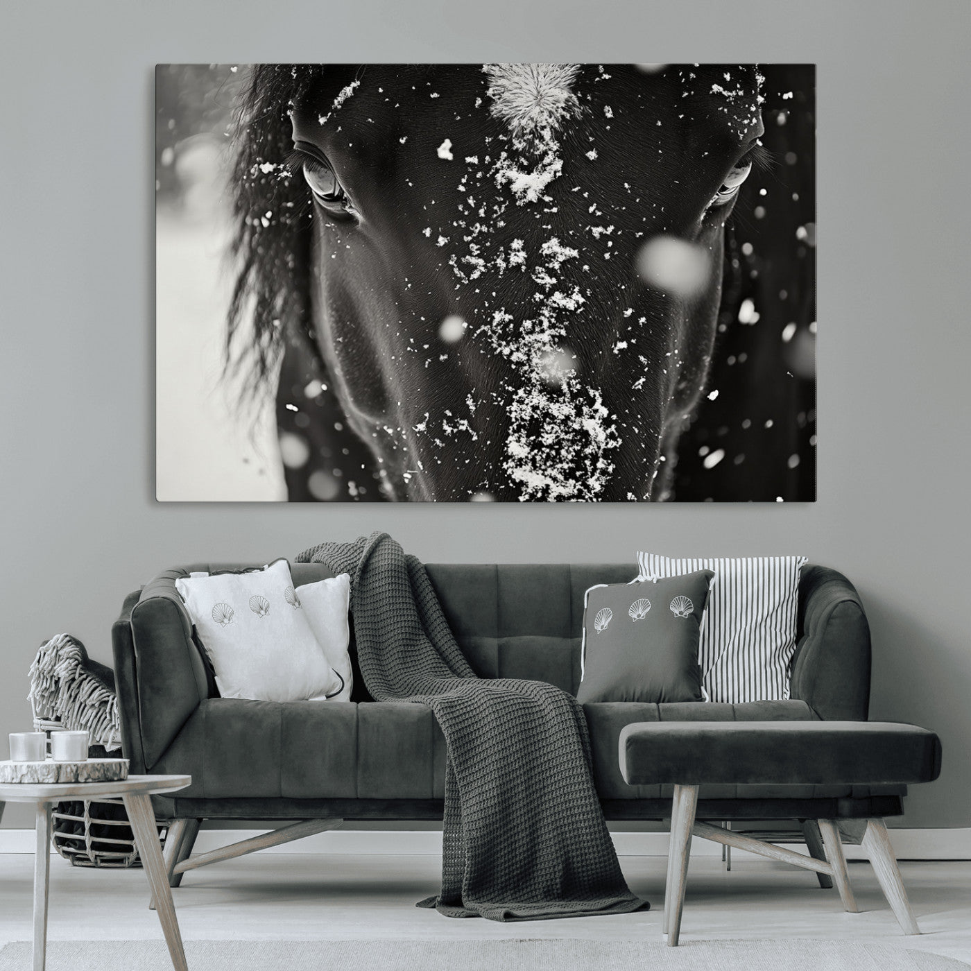 MGV-CV-36X24 - Winter Horse Snow Wall Art Canvas Print