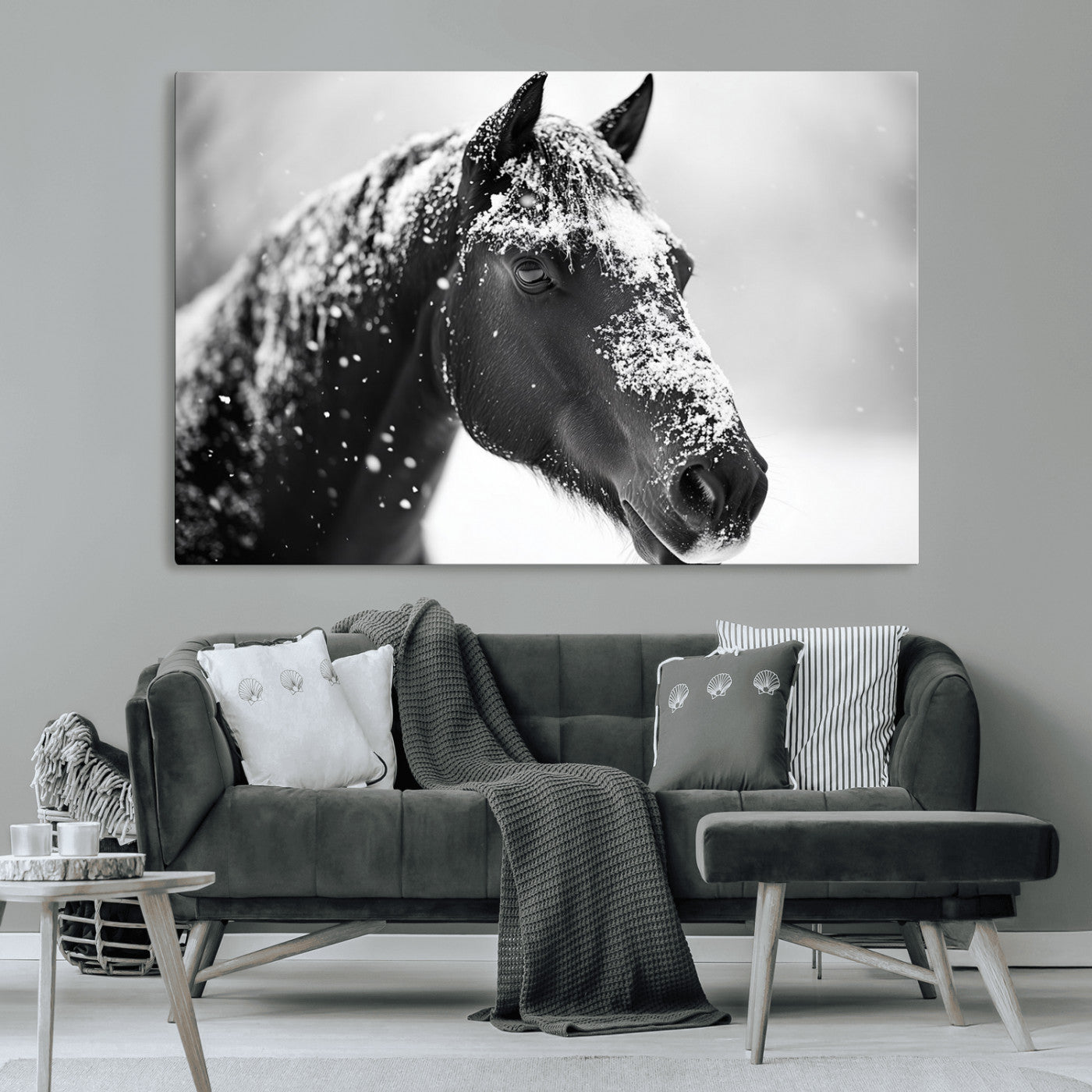 MGV-CV-36X24 - Horse Canvas Print - Winter Horse Snow Wall Art Canvas Print