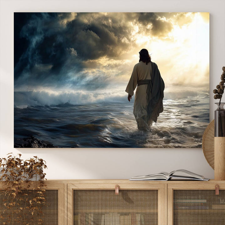 Jesus Walking on Water Wall Art | Canvas Print | Ready to Hang | Christian Home Decor | Spiritual Faith Wall Art | Inspirational Religious Wall Decor