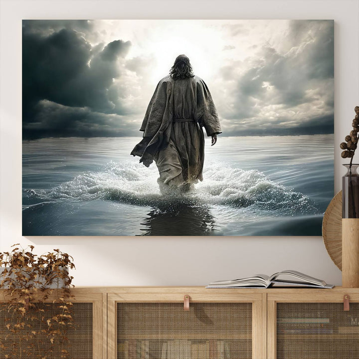 Jesus Walking on Water Wall Art | Canvas Print | Ready to Hang | Christian Home Decor | Spiritual Faith Wall Art | Inspirational Religious Wall Decor