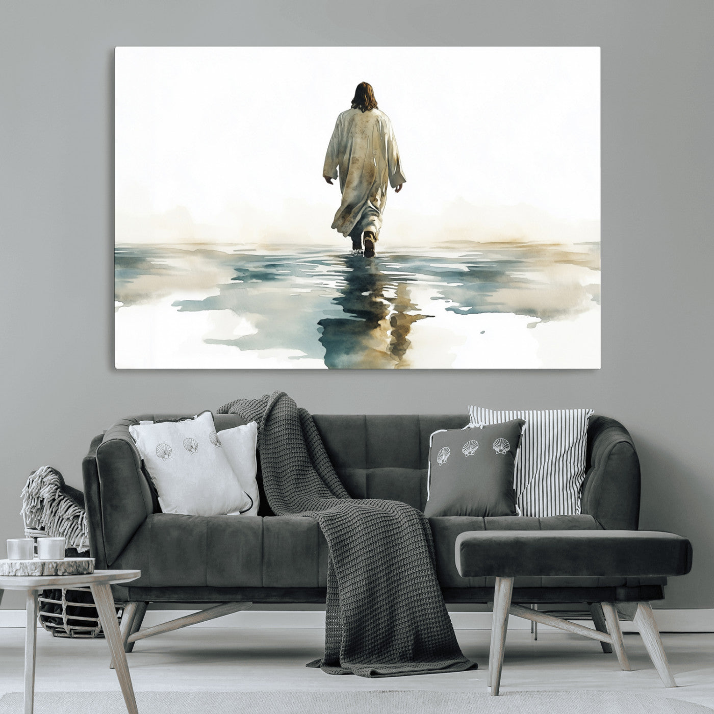 MGV-CV-36X24 - Abstract Jesus Wall Art Canvas Print, Christian Wall Art, Jesus Christ Walking