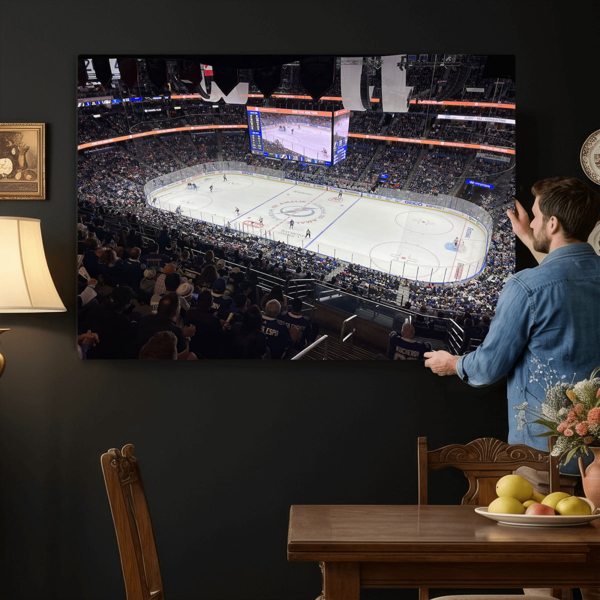 51641-MGV-CV-36X24 - Amalie Arena Florida Wall Art Canvas Print, NHL Hockey, Framed and Ready to Hang