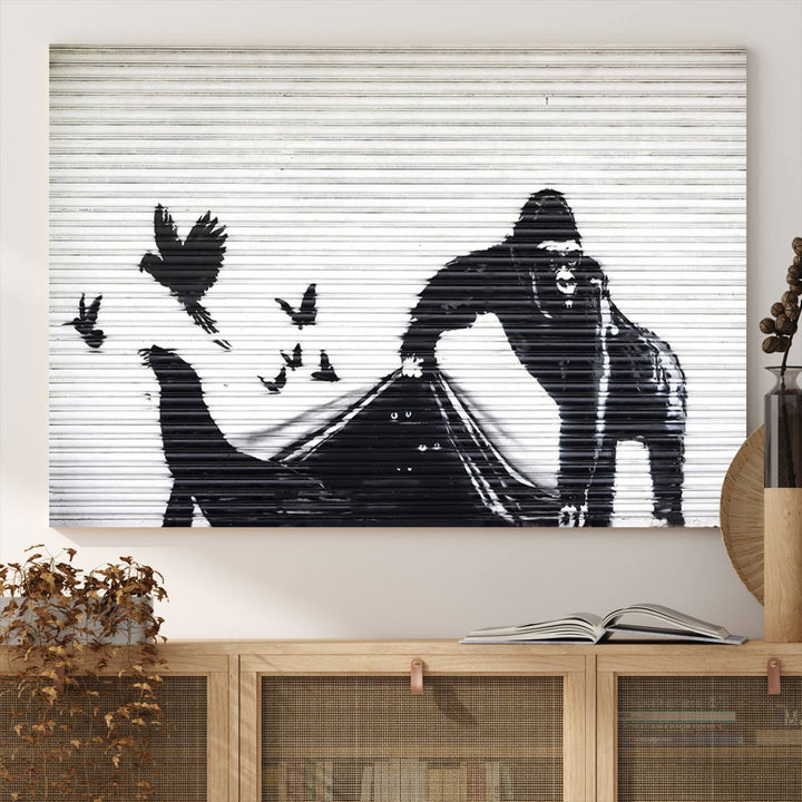 Banksy London Zoo Graffiti Wall Art Canvas Print