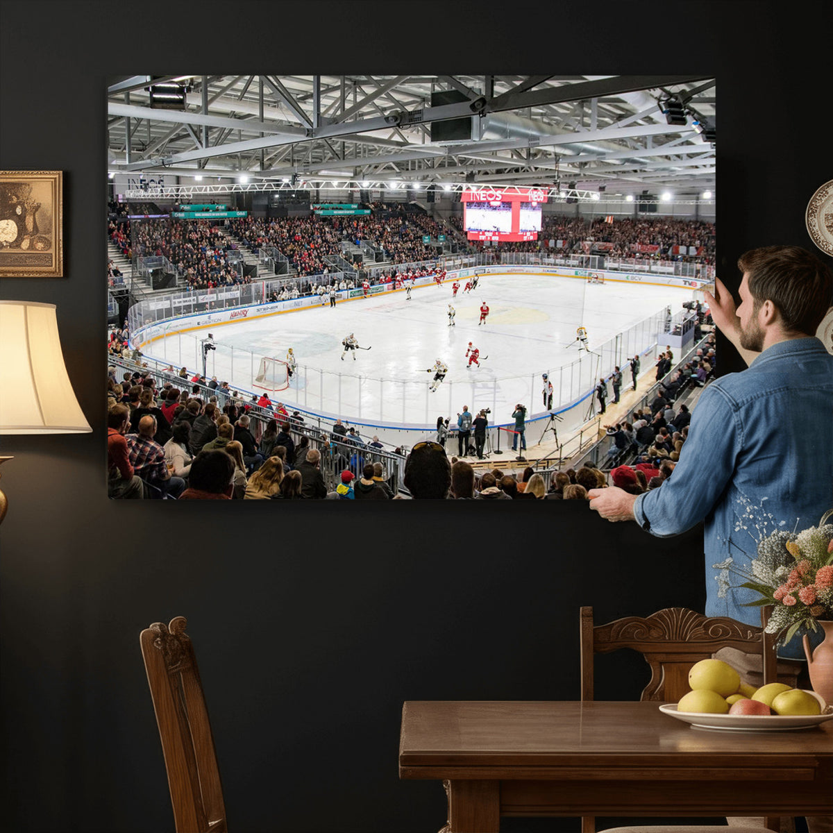 79352-MGV-CV-36X24 - Lausanne Arena Ice Hockey Stadium Wall Art Canvas Print