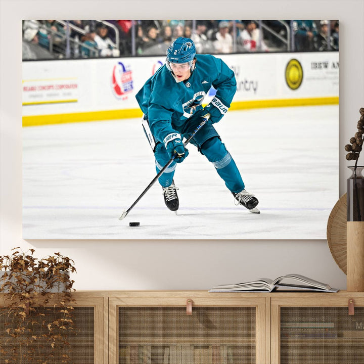 San Jose SharksIce Hockey Player Wall Art Canvas Print