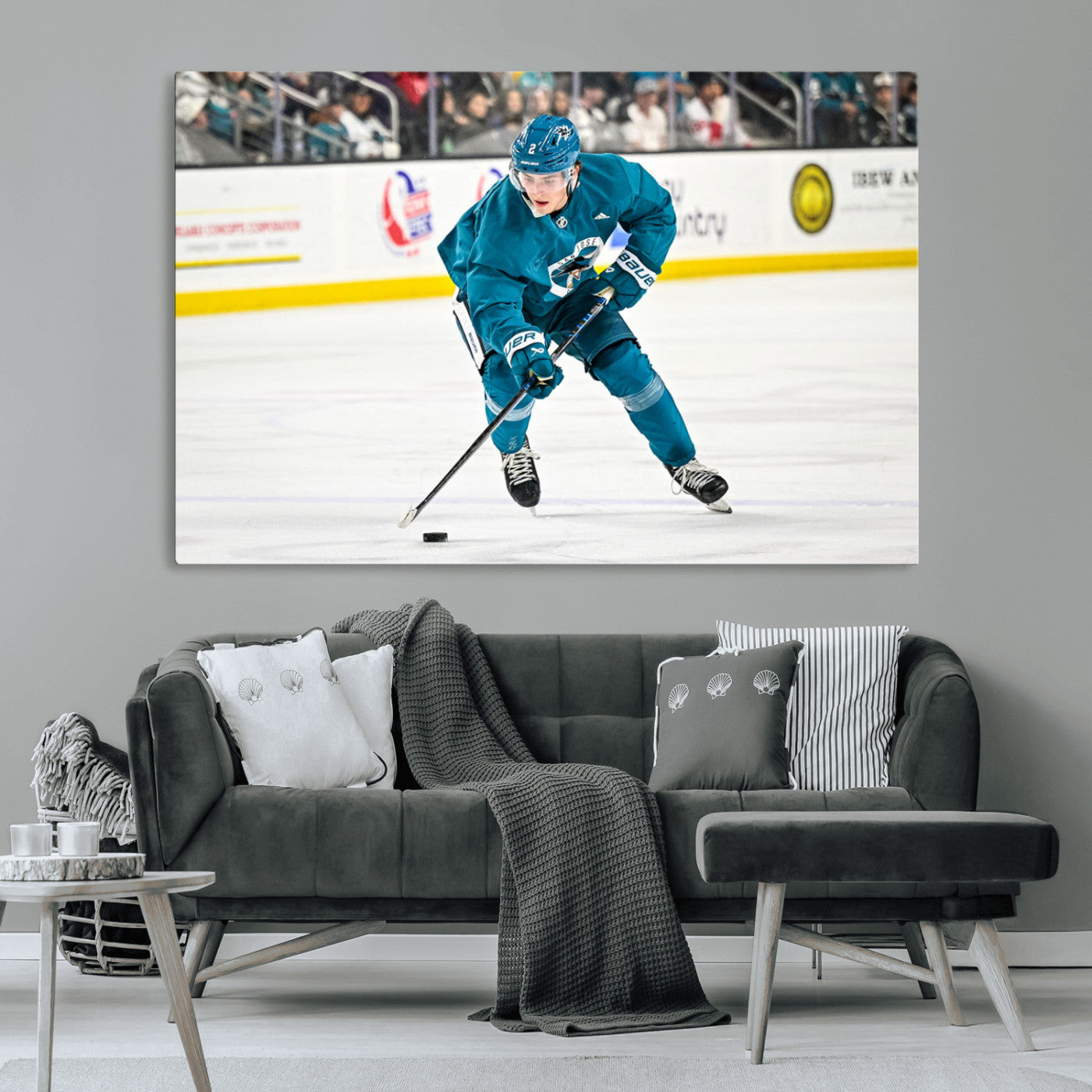 MGV-CV-36X24 - San Jose Sharks Ice Hockey Player Wall Art Canvas Print