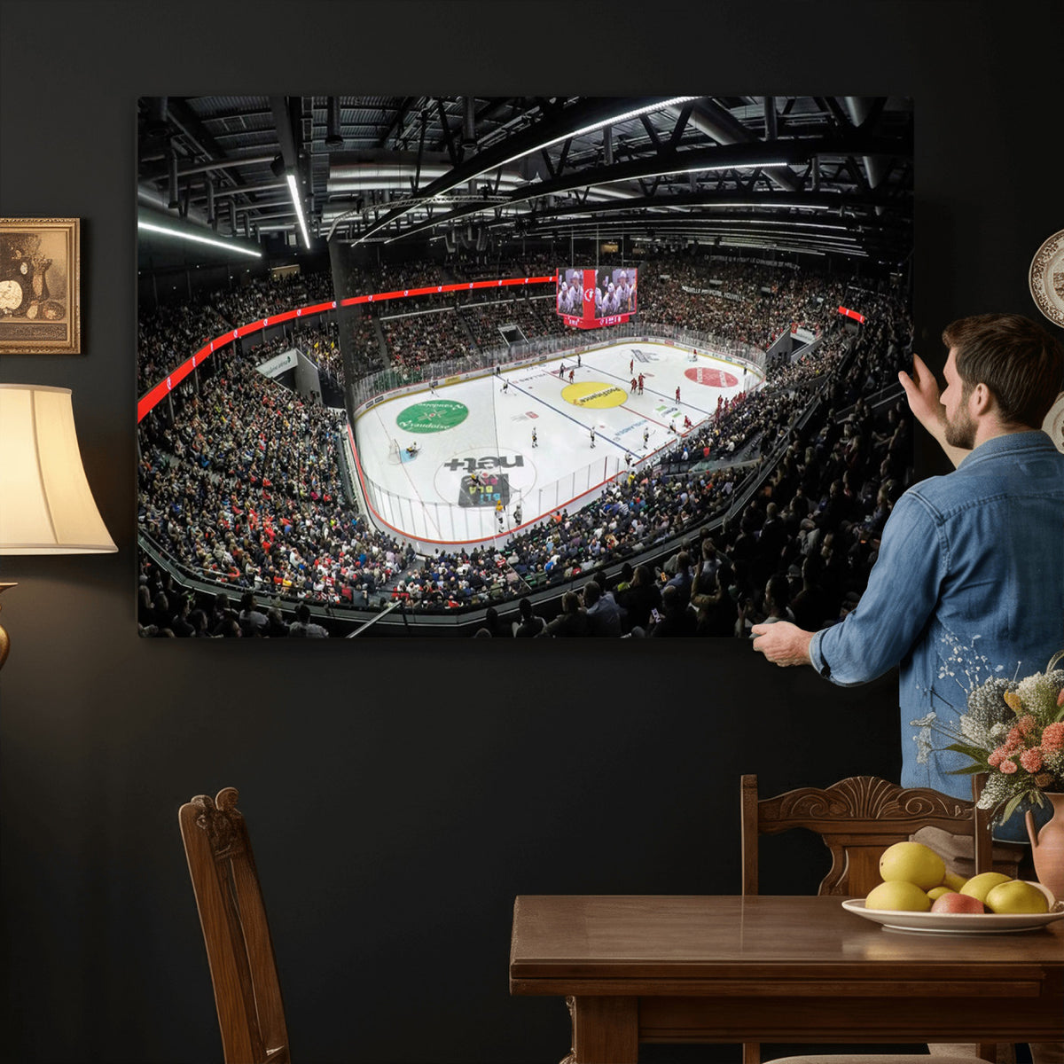 46282-MGV-CV-36X24 - Vaudoise Lausanne Ice Hockey Arena Stadium Wall Art Canvas