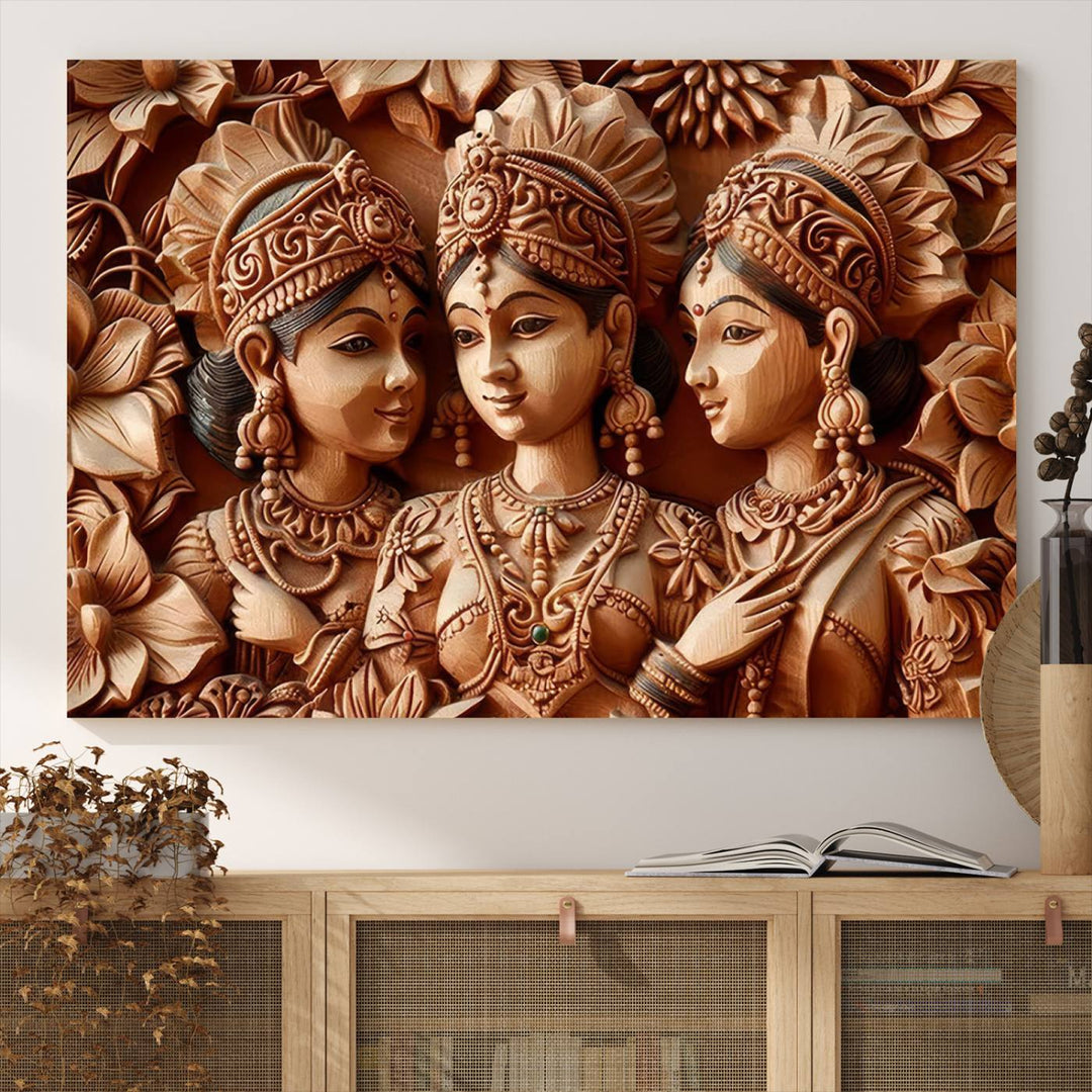 Indian Woman Statue Wall Art Canvas Print