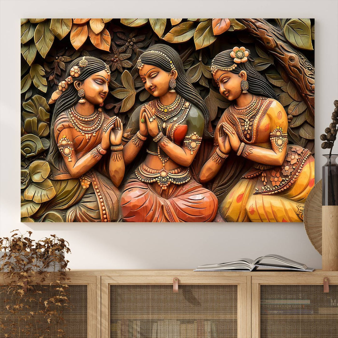 Indian Woman Statue Wall Art Canvas Print