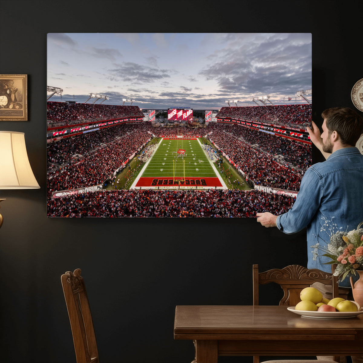 35698-MGV-CV-36X24 - Florida Tampa Raymond James Stadium Wall Art Canvas Print - NFL Football Stadium Print Canvas
