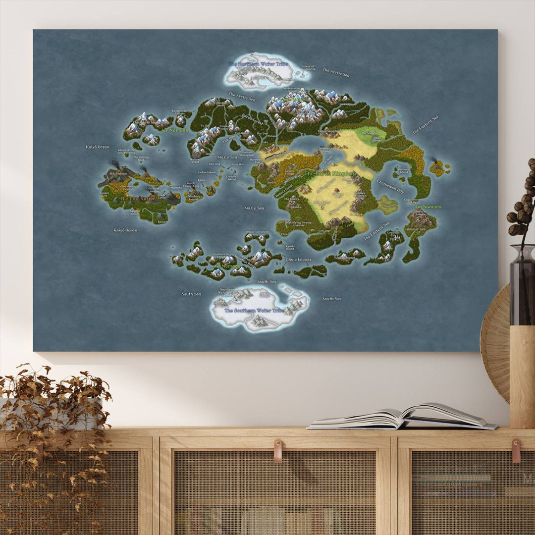 Last Air Bender Avatar World Map Wall Art Canvas Print