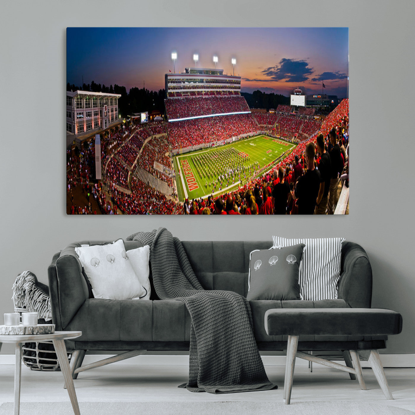 MGV-CV-36X24 - NC State Wolfpack Football Team Print - Raleigh Carter-Finley Stadium Wall Art Canvas Print