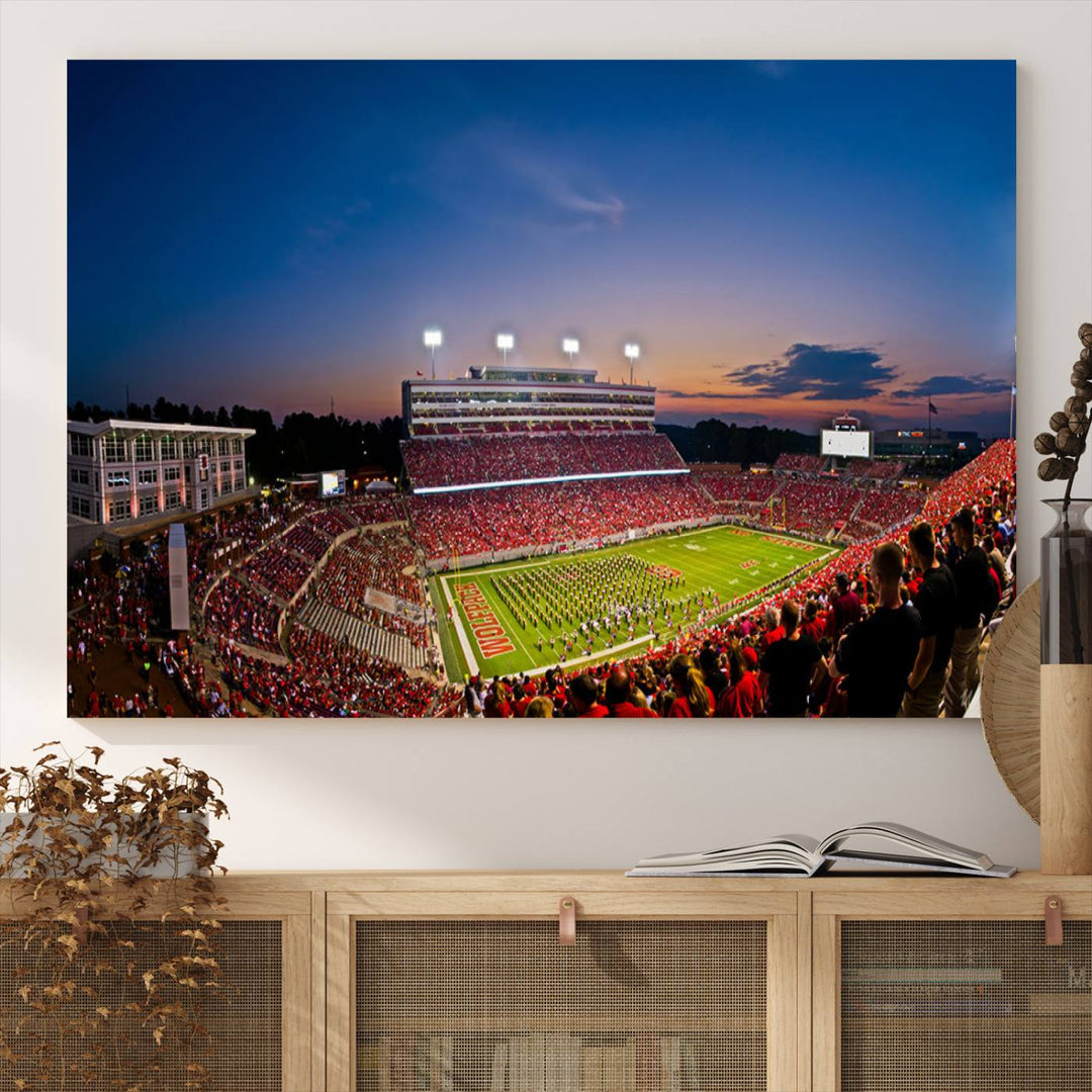 NC State Wolfpack Football Team Print - Raleigh Carter-Finley Stadium Wall Art Canvas Print