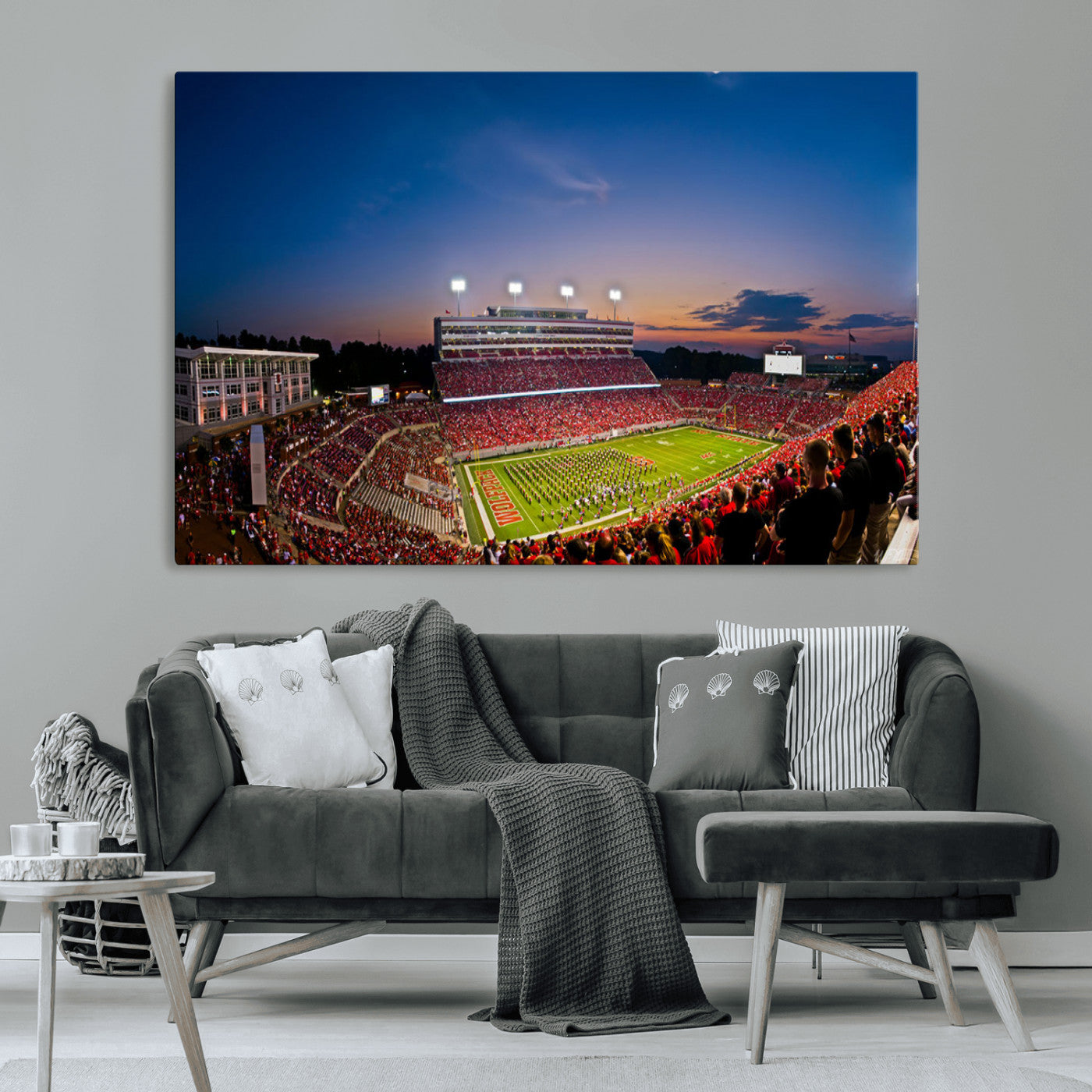 MGV-CV-36X24 - NC State Wolfpack Football Team Print - Raleigh Carter-Finley Stadium Wall Art Canvas Print