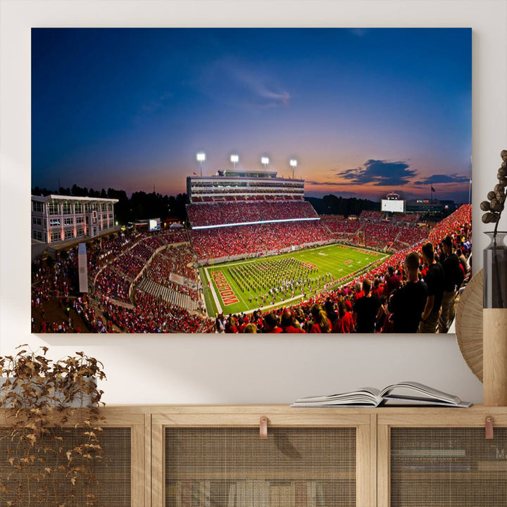 NC State Wolfpack Football Team Print - Raleigh Carter-Finley Stadium Wall Art Canvas Print