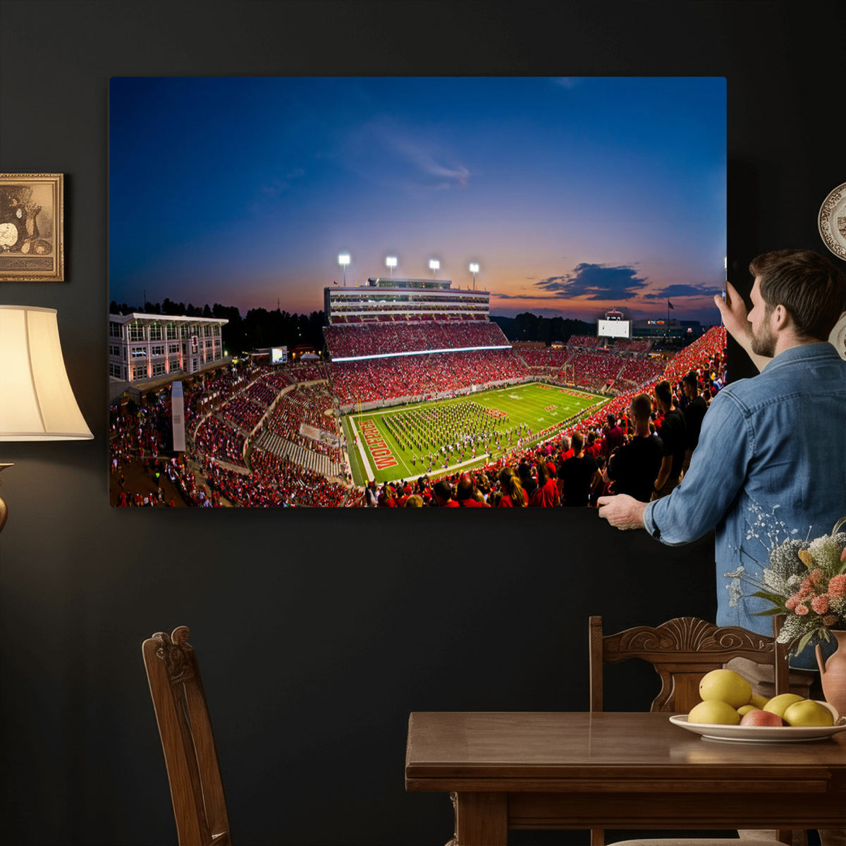 33313-MGV-CV-36X24 - NC State Wolfpack Football Team Print - Raleigh Carter-Finley Stadium Wall Art Canvas Print