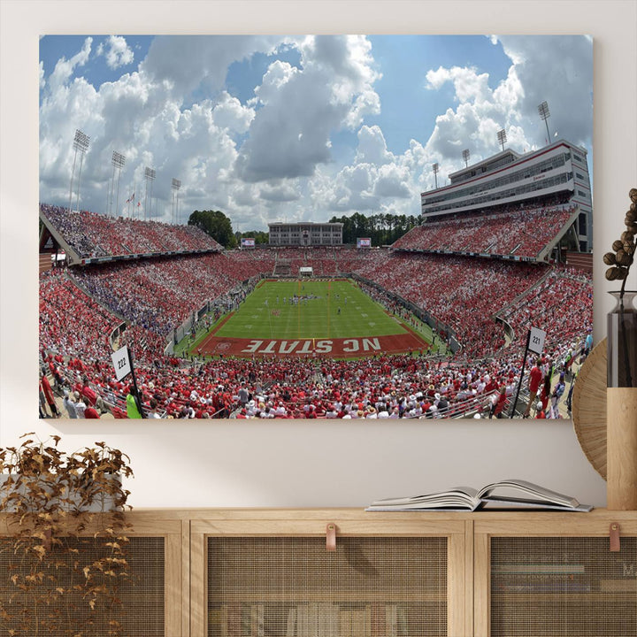 NC State Wolfpack Football Team Print - Raleigh Carter-Finley Stadium Wall Art Canvas Print