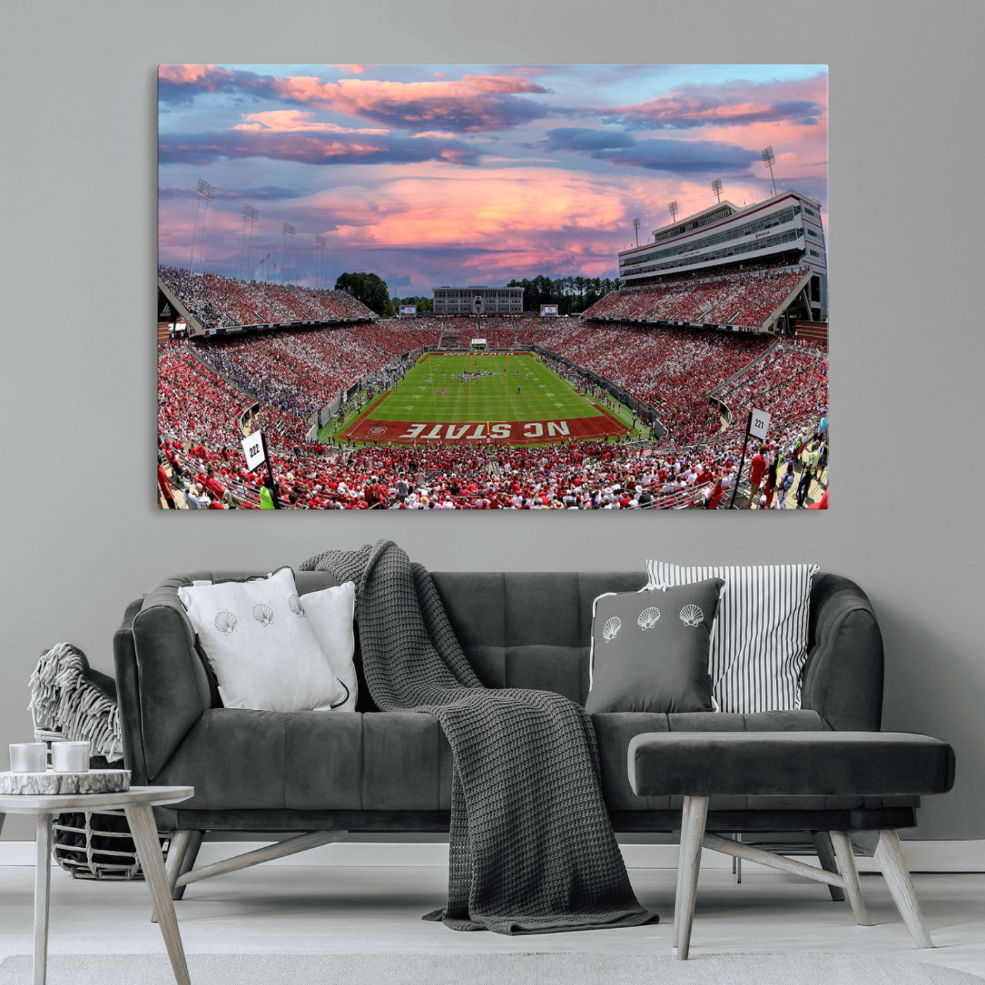 MGV-CV-36X24 - Carter-Finley Stadium Art Sunset Game Triple Canvas Wall Art - NC State Wolfpack Football Match