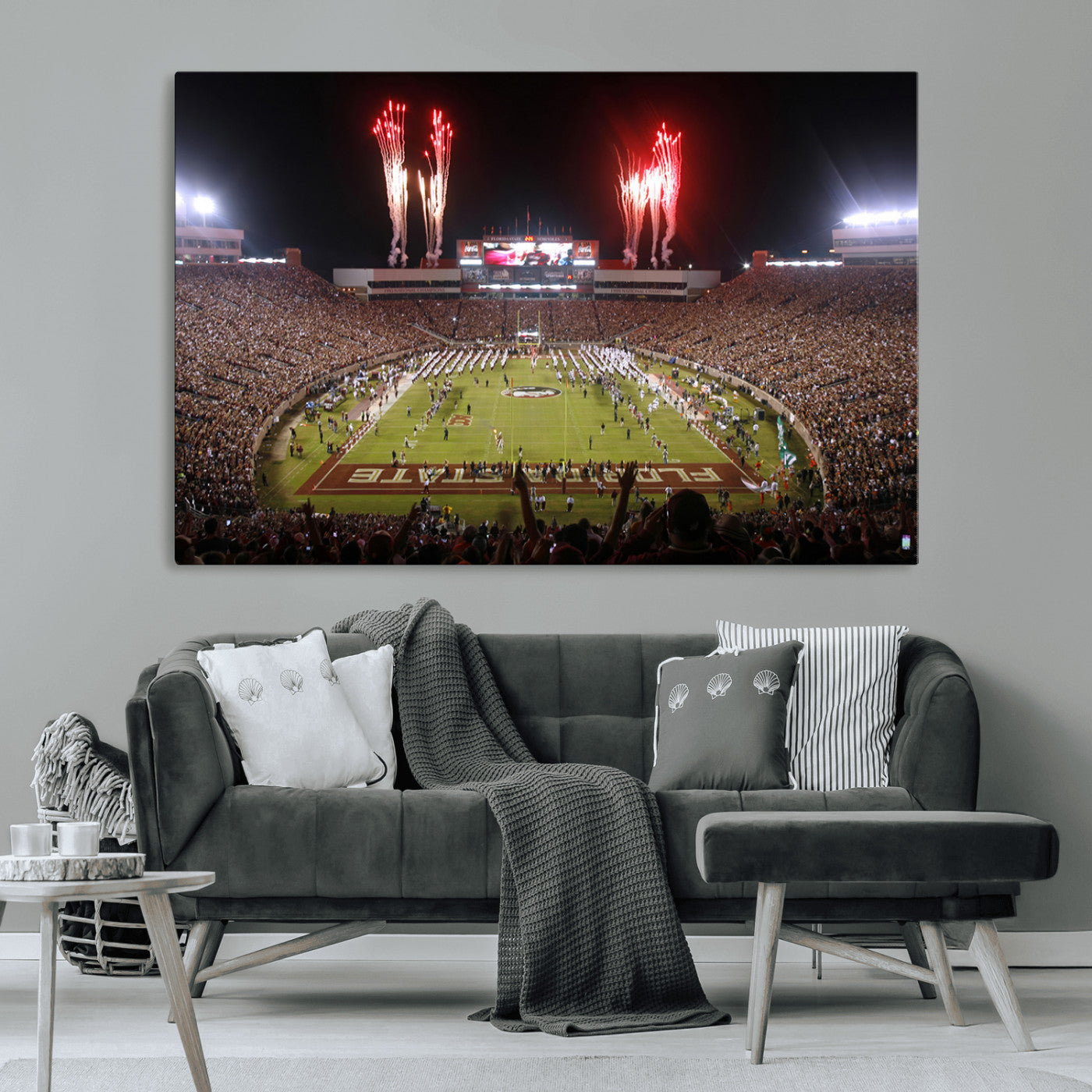 MGV-CV-36X24 - Framed Florida State Seminoles Football Team Print - Tallahassee Doak Campbell Stadium Wall Art
