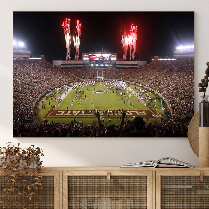 Florida State Seminoles Football Team Print - Tallahassee Doak Campbell Stadium Wall Art Canvas Print