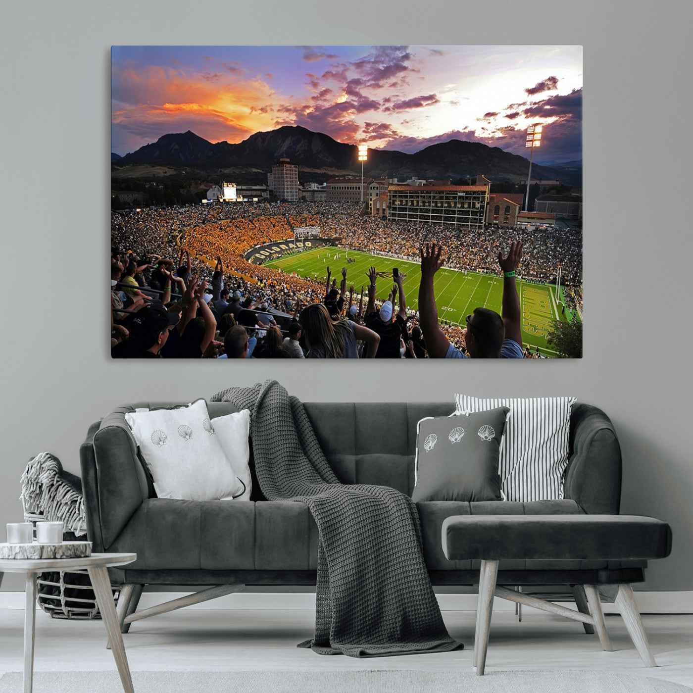 MGV-CV-36X24 - Framed Colorado Buffaloes Football Team Print - Boulder Folsom Field Stadium Wall Art Canvas Print