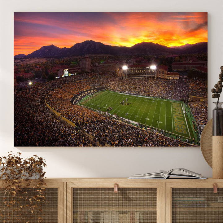 Colorado Buffaloes Football Team Print - Boulder Folsom Field Stadium Wall Art Canvas Print