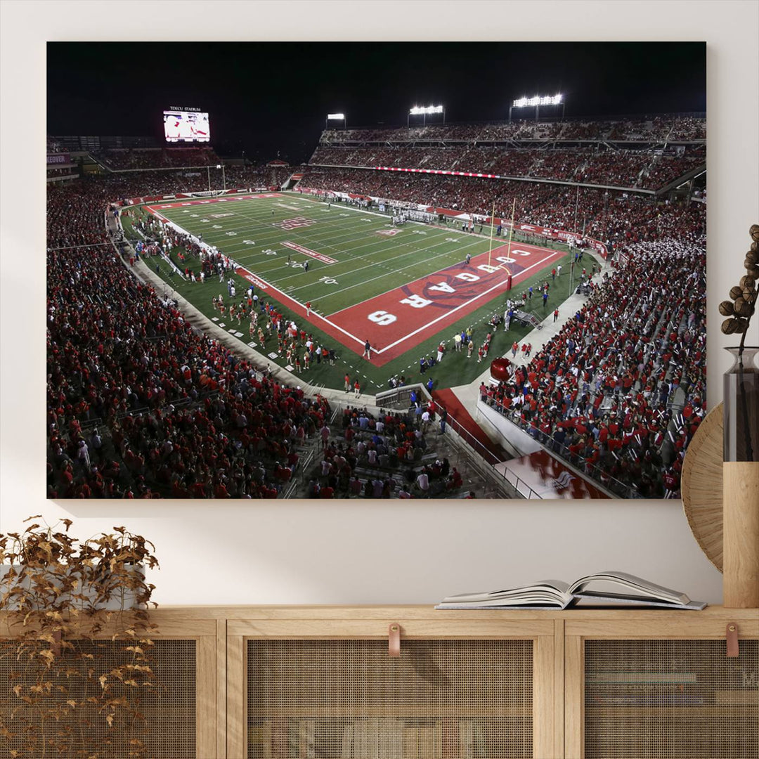 Houston Cougars Football Team Print - Houston TDECU Stadium Wall Art Canvas Print