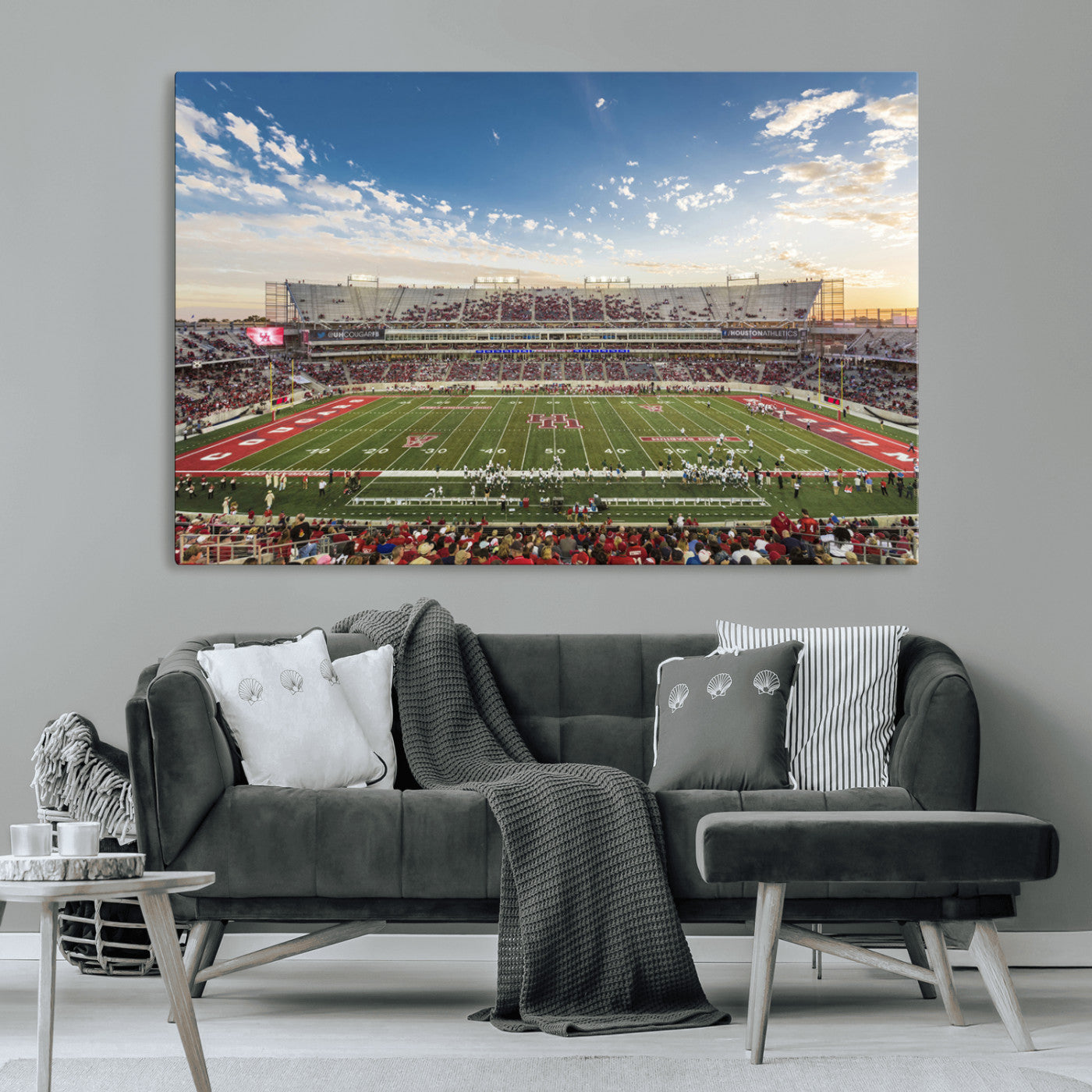 MGV-CV-36X24 - Framed Houston Cougars Football Team Print - Houston TDECU Stadium Wall Art Canvas Print