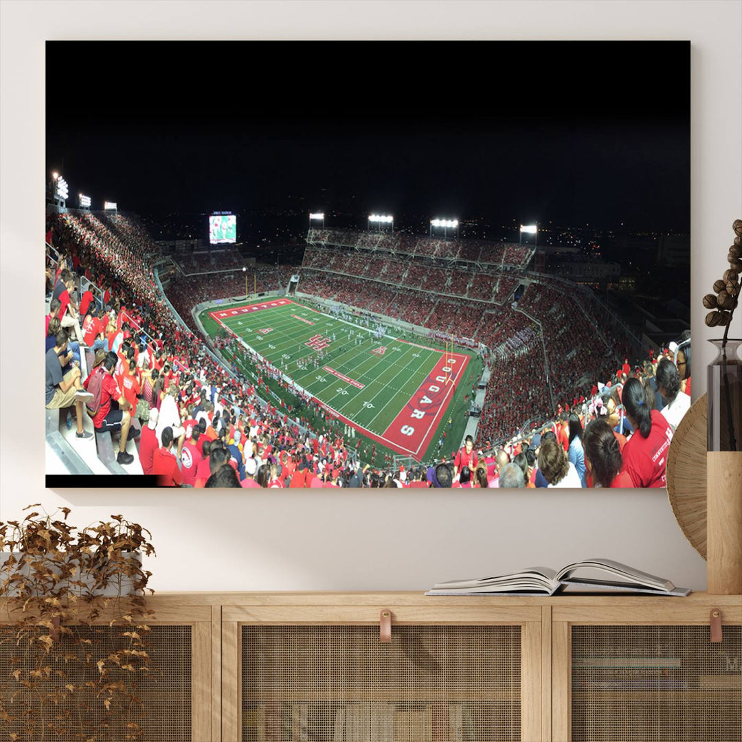 Houston Cougars Football Team Print - Houston TDECU Stadium Wall Art Canvas Print