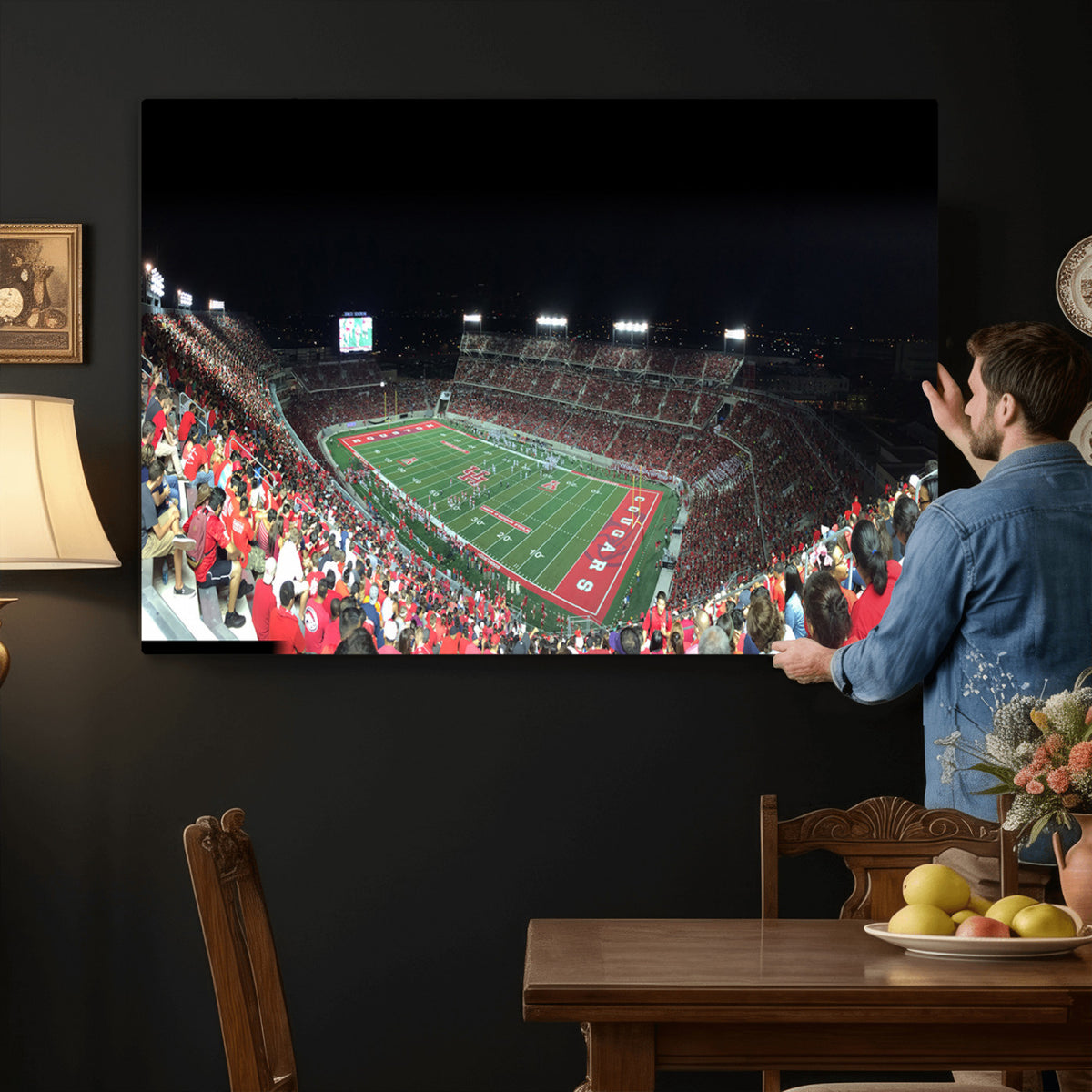 67036-MGV-CV-36X24 - Houston Cougars Football Team Print - Houston TDECU Stadium Wall Art Canvas Print