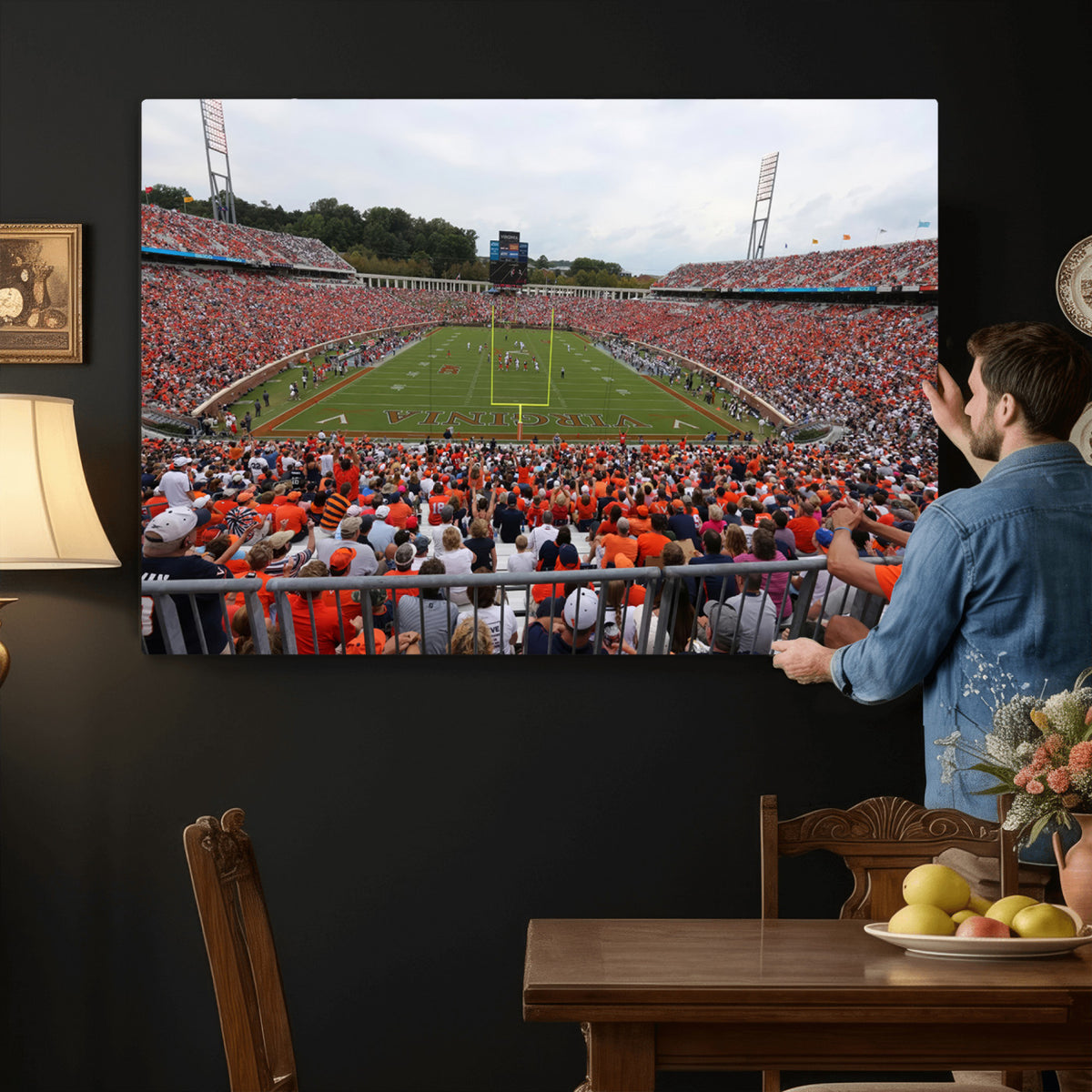 63606-MGV-CV-36X24 - Virginia Cavaliers Football Team Print, Charlottesville, Extra Large Game Room Wall Decor